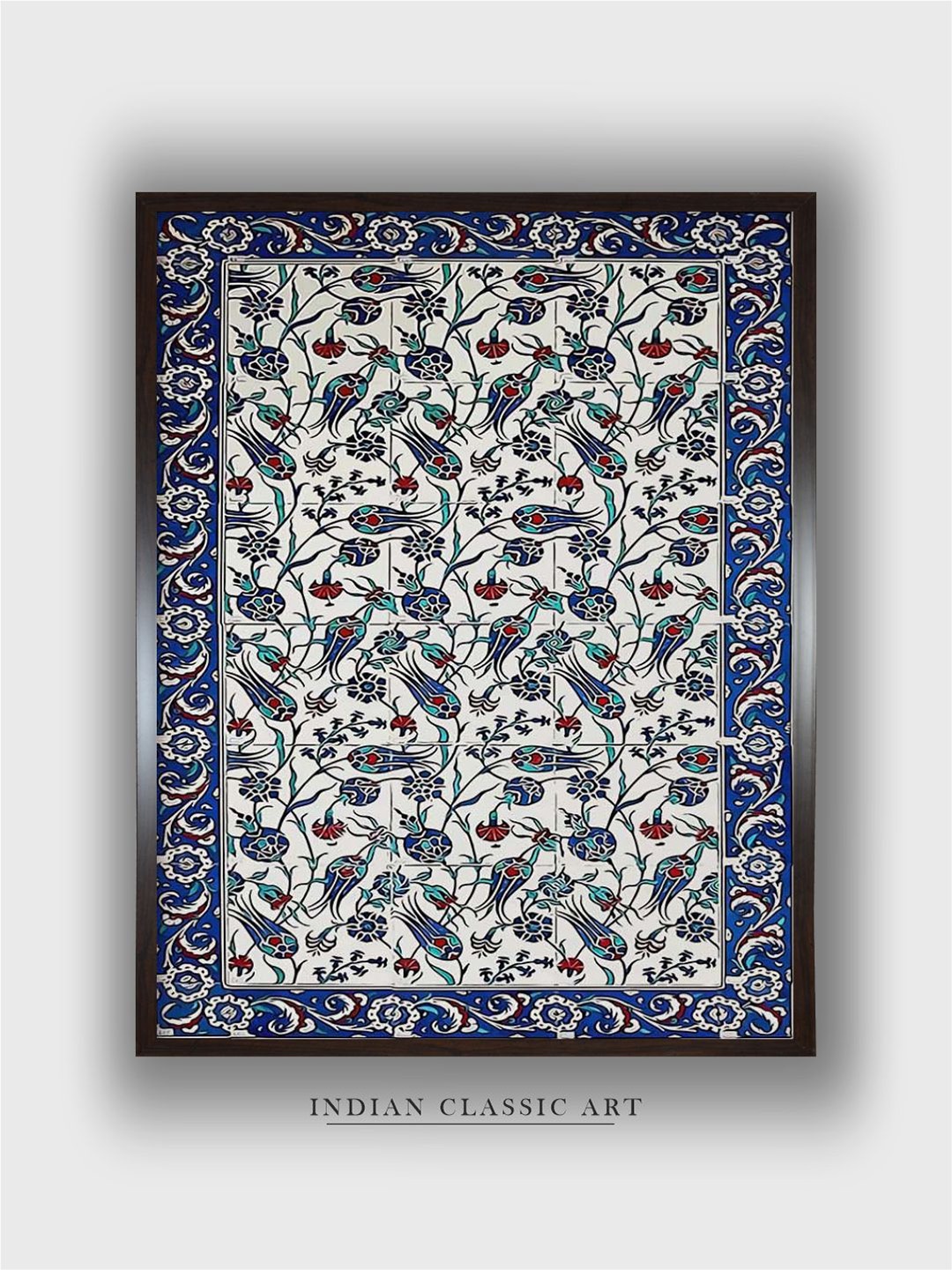 

INDIAN CLASSIC ART Blue & White Indian Vintage Painting Canvas Wall Art
