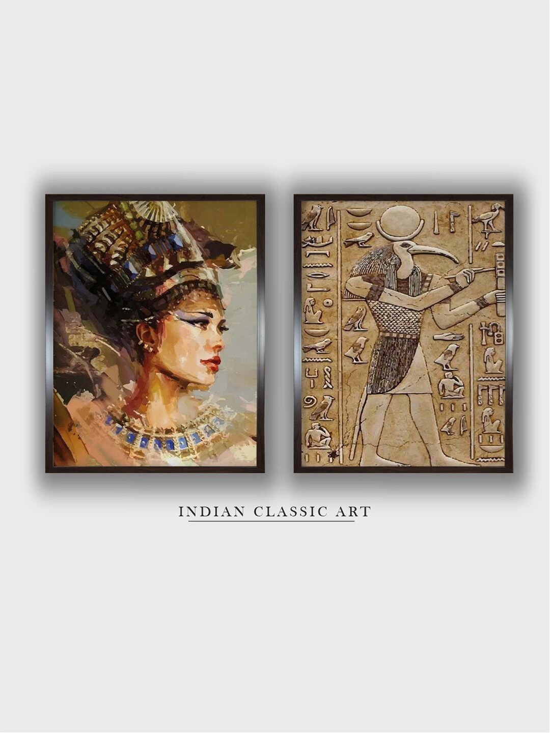 

INDIAN CLASSIC ART Brown 2-Pieces Vintage Printed Framed Wall Art
