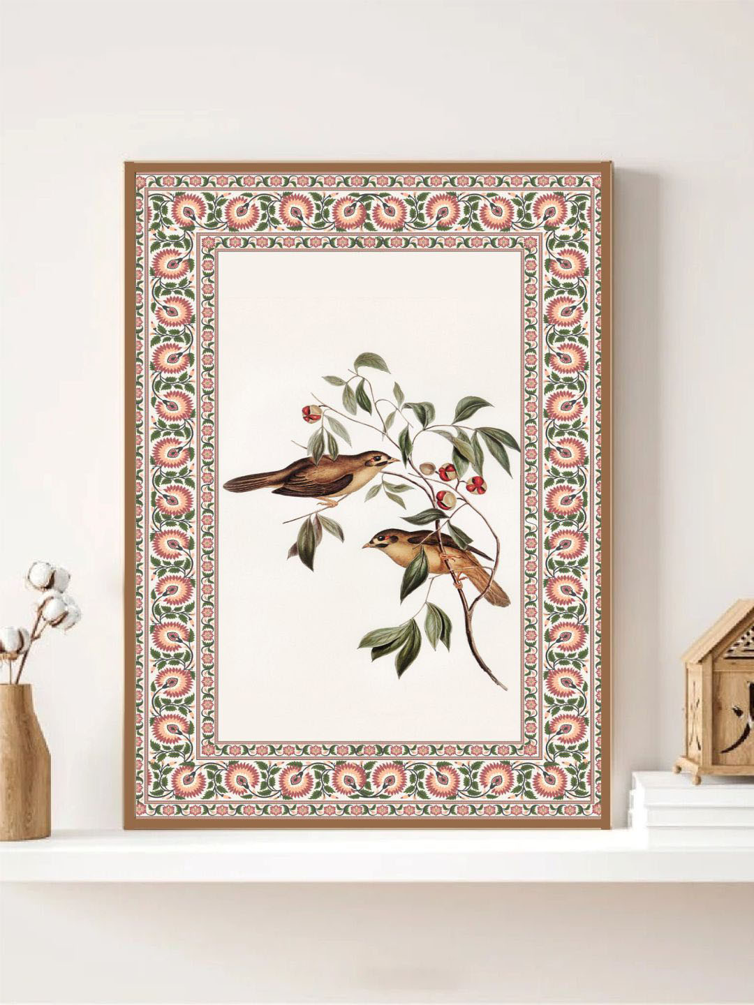

INDIAN CLASSIC ART Beige & Green Indian Bird Wall Art