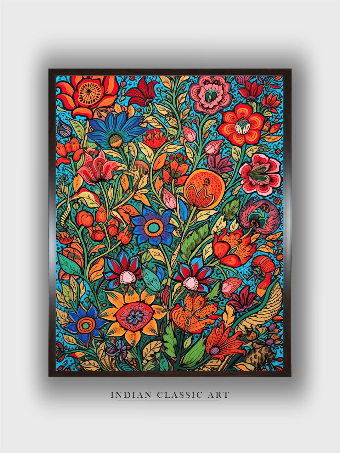 

INDIAN CLASSIC ART Blue & Orange Madhubani Wall Art