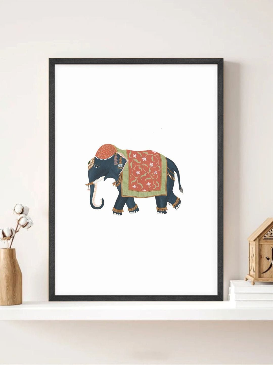 

INDIAN CLASSIC ART White & Red Painting Canvas Wall Art