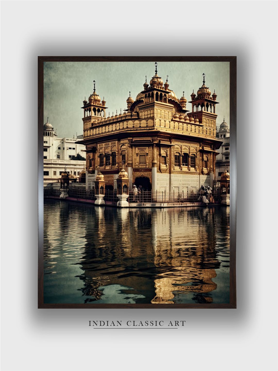 

INDIAN CLASSIC ART Grey & Beige Golden Temple Wall Art