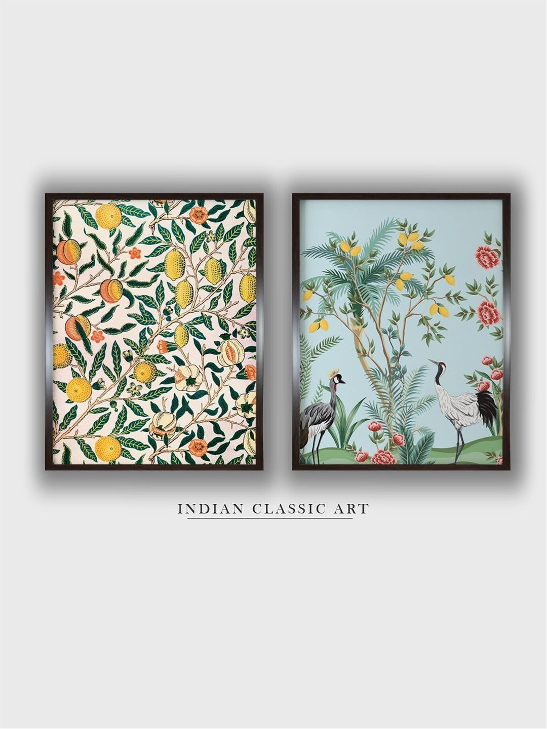 

INDIAN CLASSIC ART Yellow & Green 2 Pieces Tropical Lemon Wall Art
