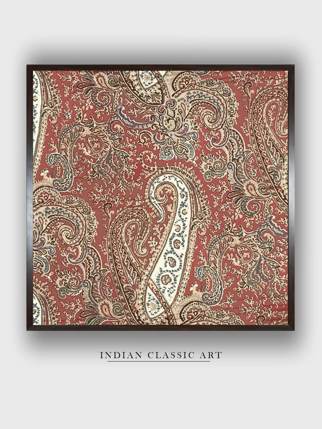 

INDIAN CLASSIC ART Red & Brown Madhubani Kalamkari Printed Framed Wall Art