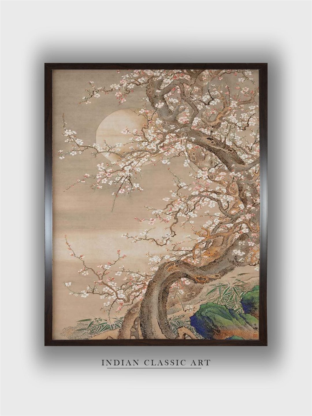 

INDIAN CLASSIC ART Beige & Brown Indian Floral Printed Framed Wall Art