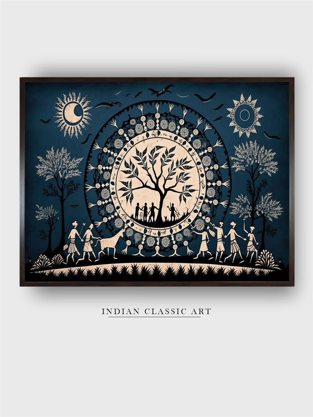 

INDIAN CLASSIC ART Blue & Beige Painting Canvas Wall Art