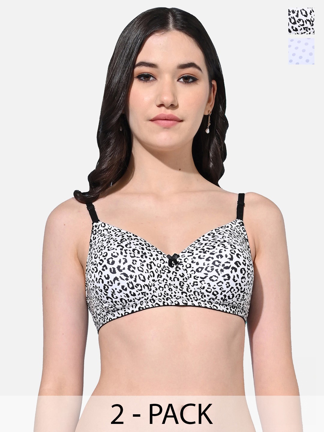 

FIMS Pack of 2 Full Coverage Lightly Padded Bra With All Day Comfort, Black