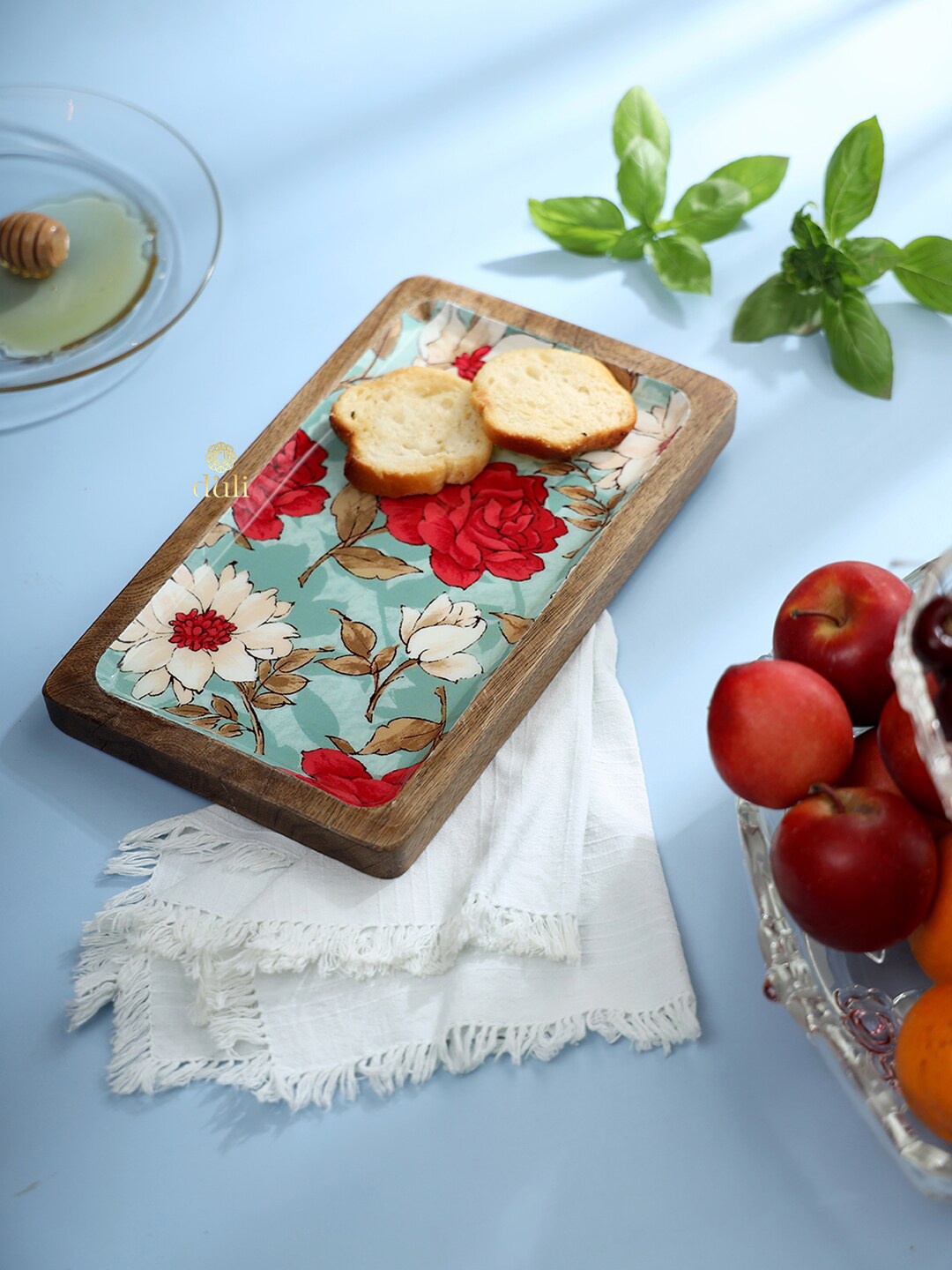 

DULI Brown & Blue Printed Serving Tray