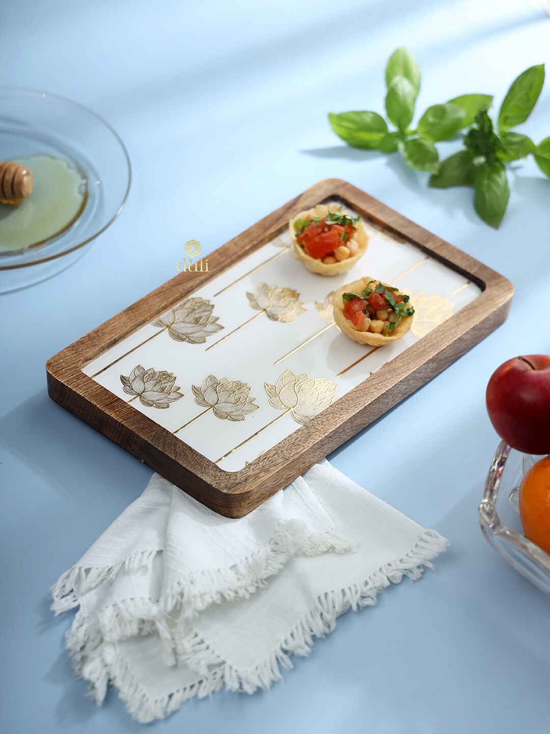 

DULI White & Beige Printed Rectangle Serving Tray