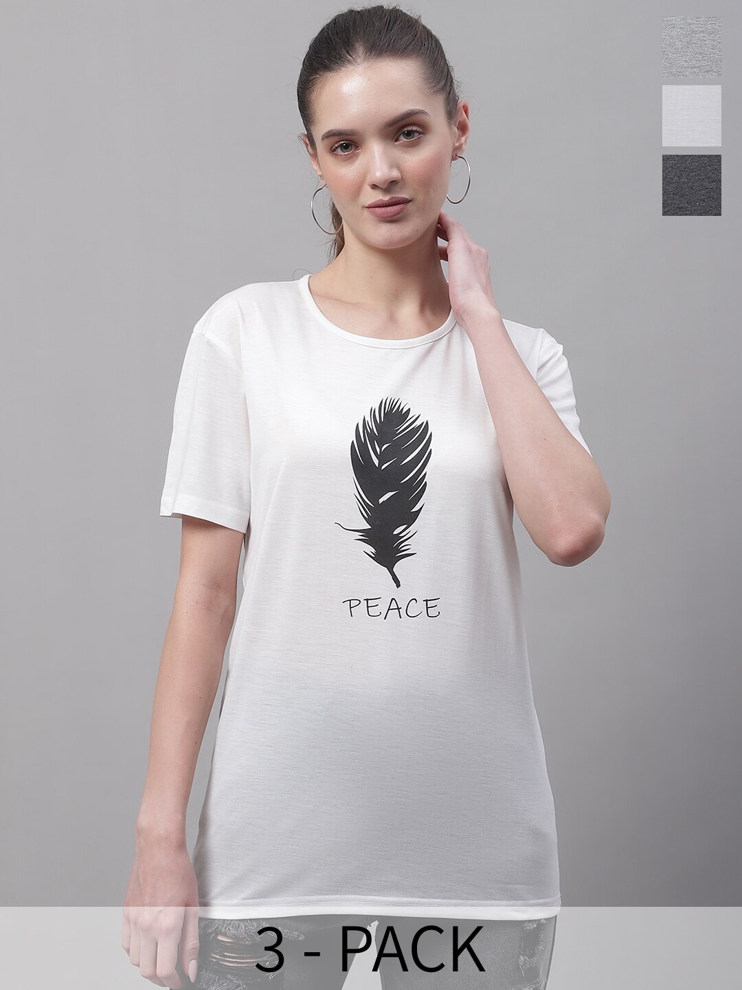 

MACK JONNEY Pack Of 3 Printed Cotton T-shirt, White