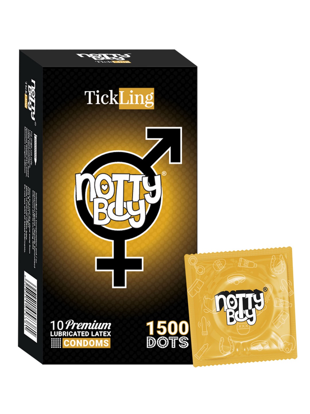 

noTTy Boy Men TickLing 1500 Super Extra Dotted Condoms - 10 Pcs, Yellow