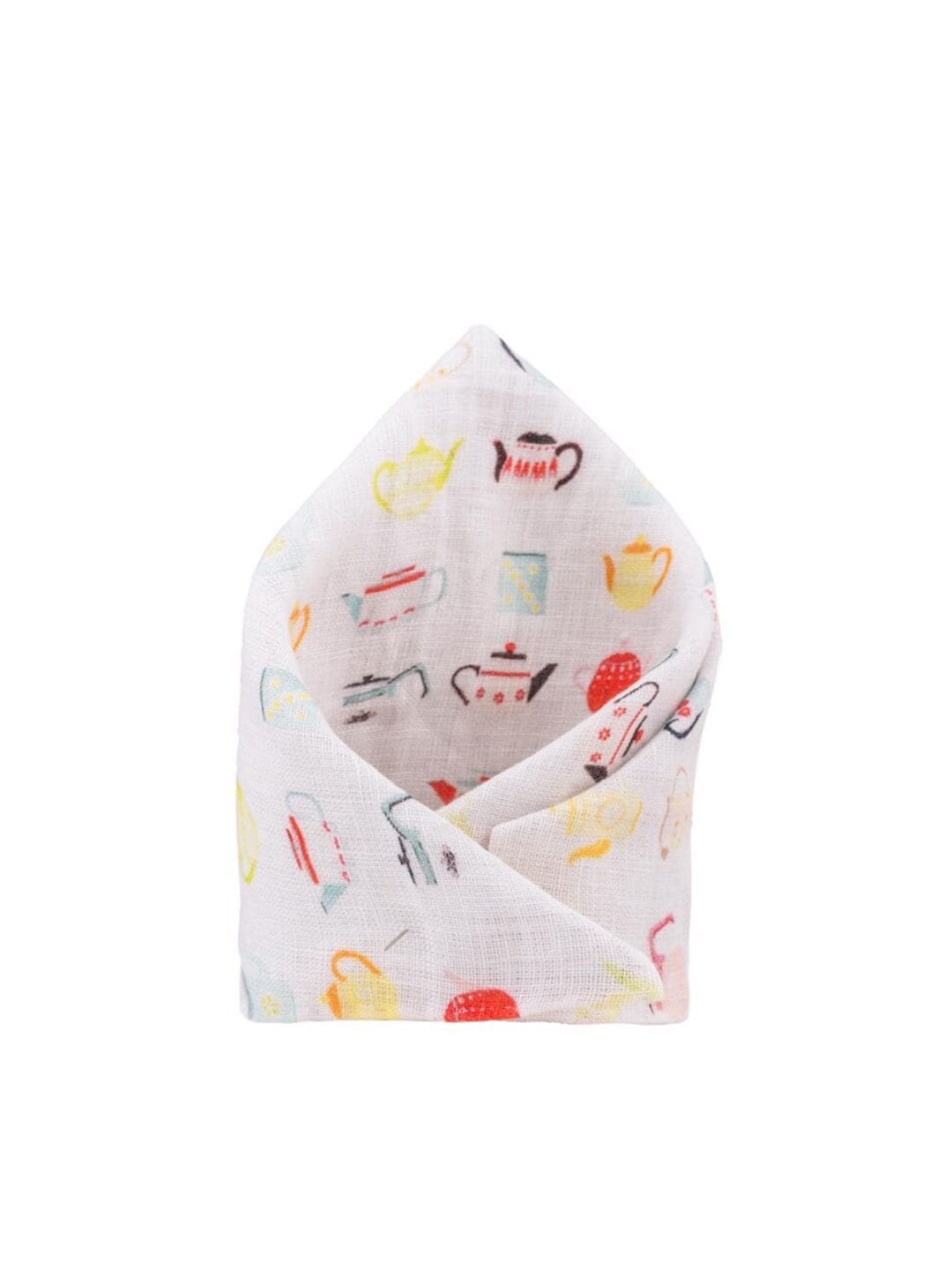 

The Tie Hub Printed Pure Silk Pocket Squares, White