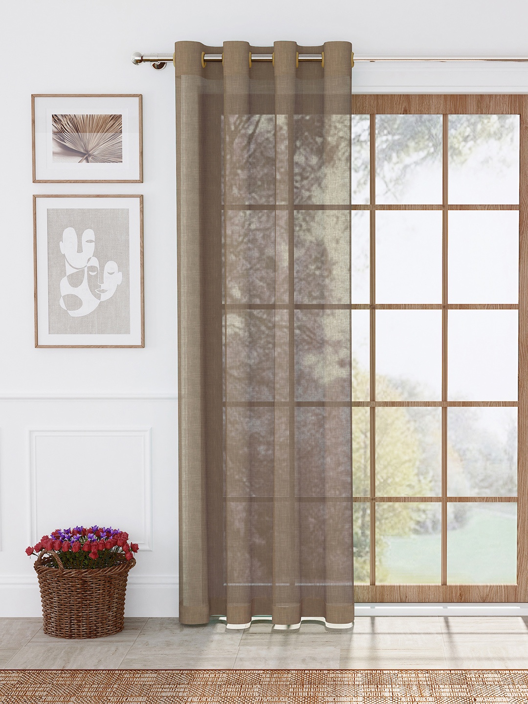 

Story@home Camel Brown Sheer Long Door Curtain