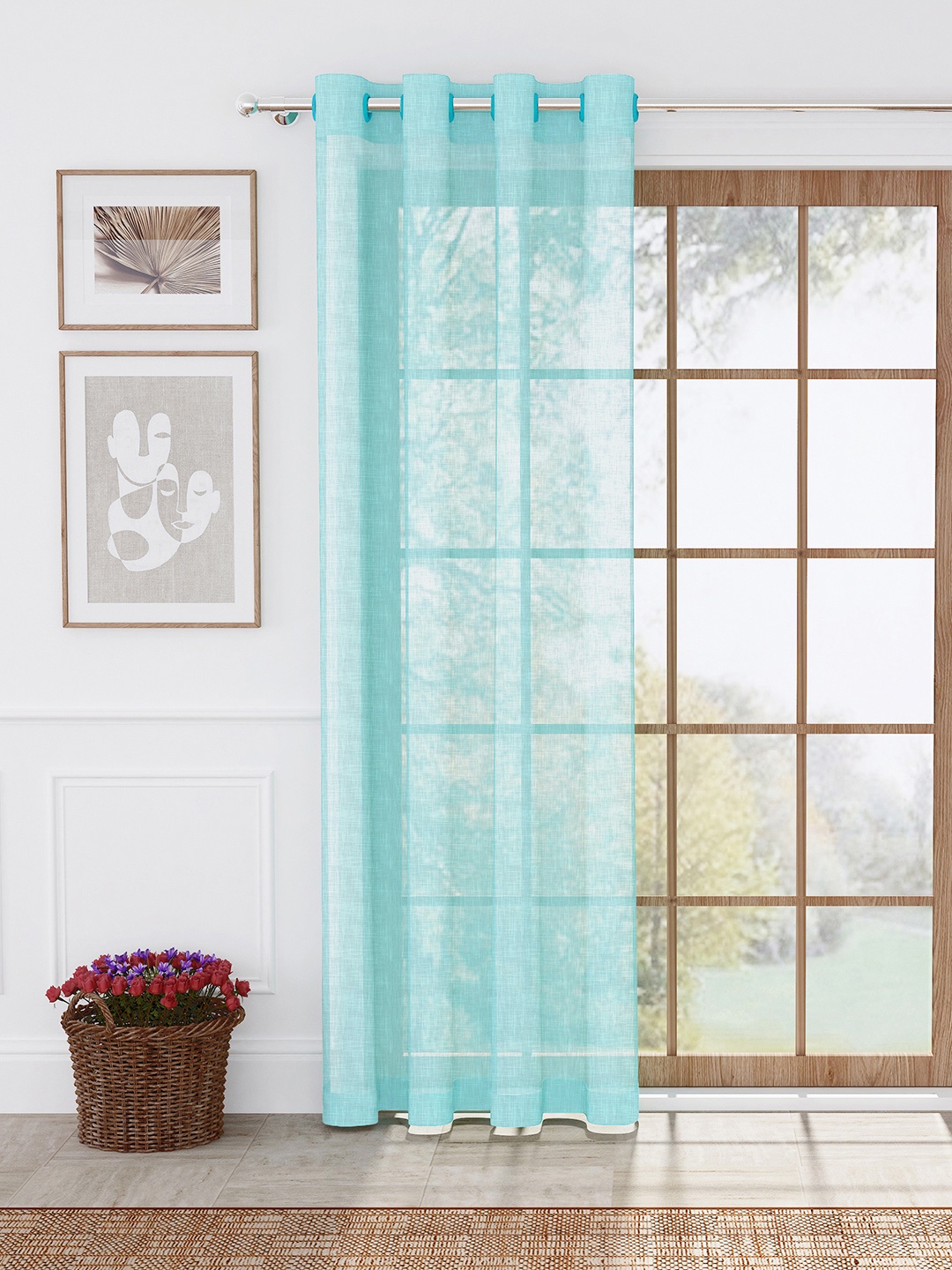 Story@home Blue Sheer Long Door Curtain