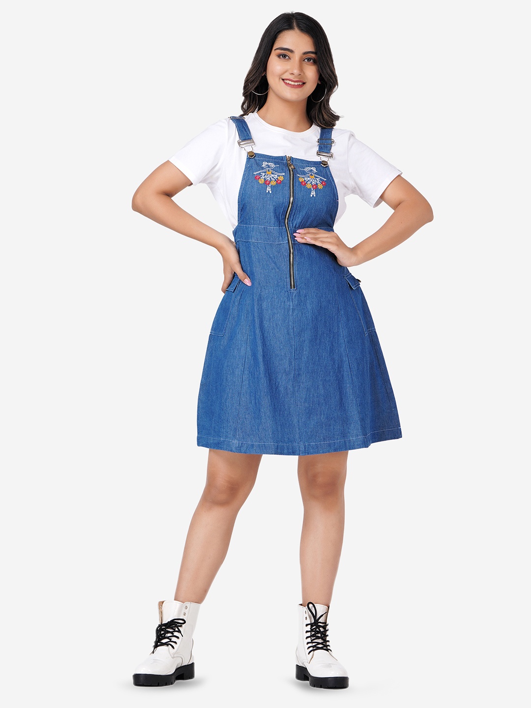 

SUMAVI-FASHION Organic Cotton Pinafore Dress, Blue