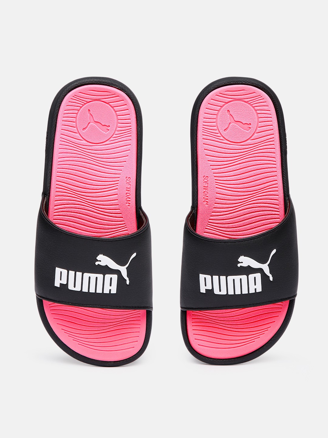 

Puma Kids Brand Logo Printed Sliders, Black
