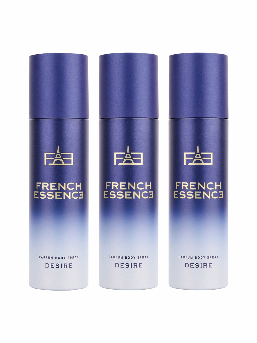 

FRENCH ESSENCE Set Of 3 No Gas Long Lasting Desire Deodorants Body Spray - 120ml Each, Blue