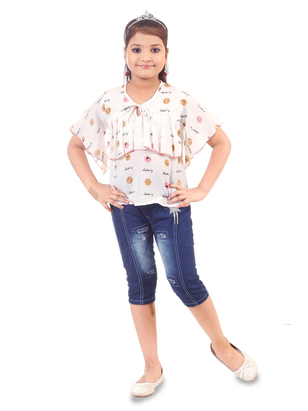 

BAESD Girls Conversational Printed Top With Trousers, Pink