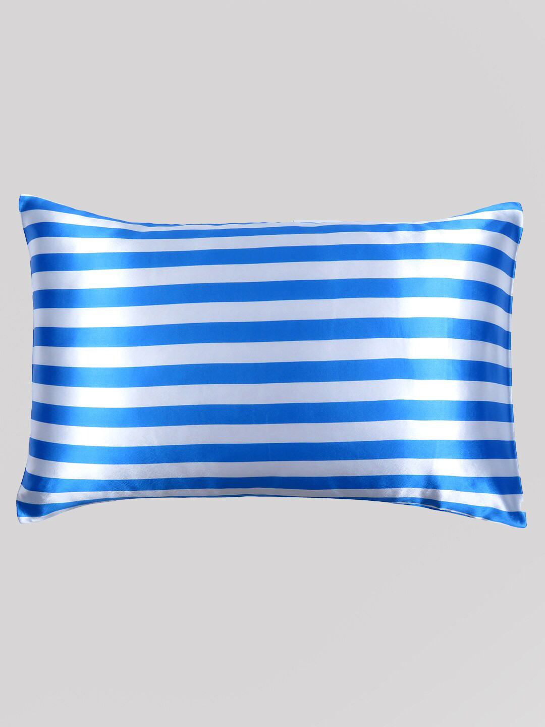 

OUSSUM Blue & White Striped Satin Rectangular Pillow Cover