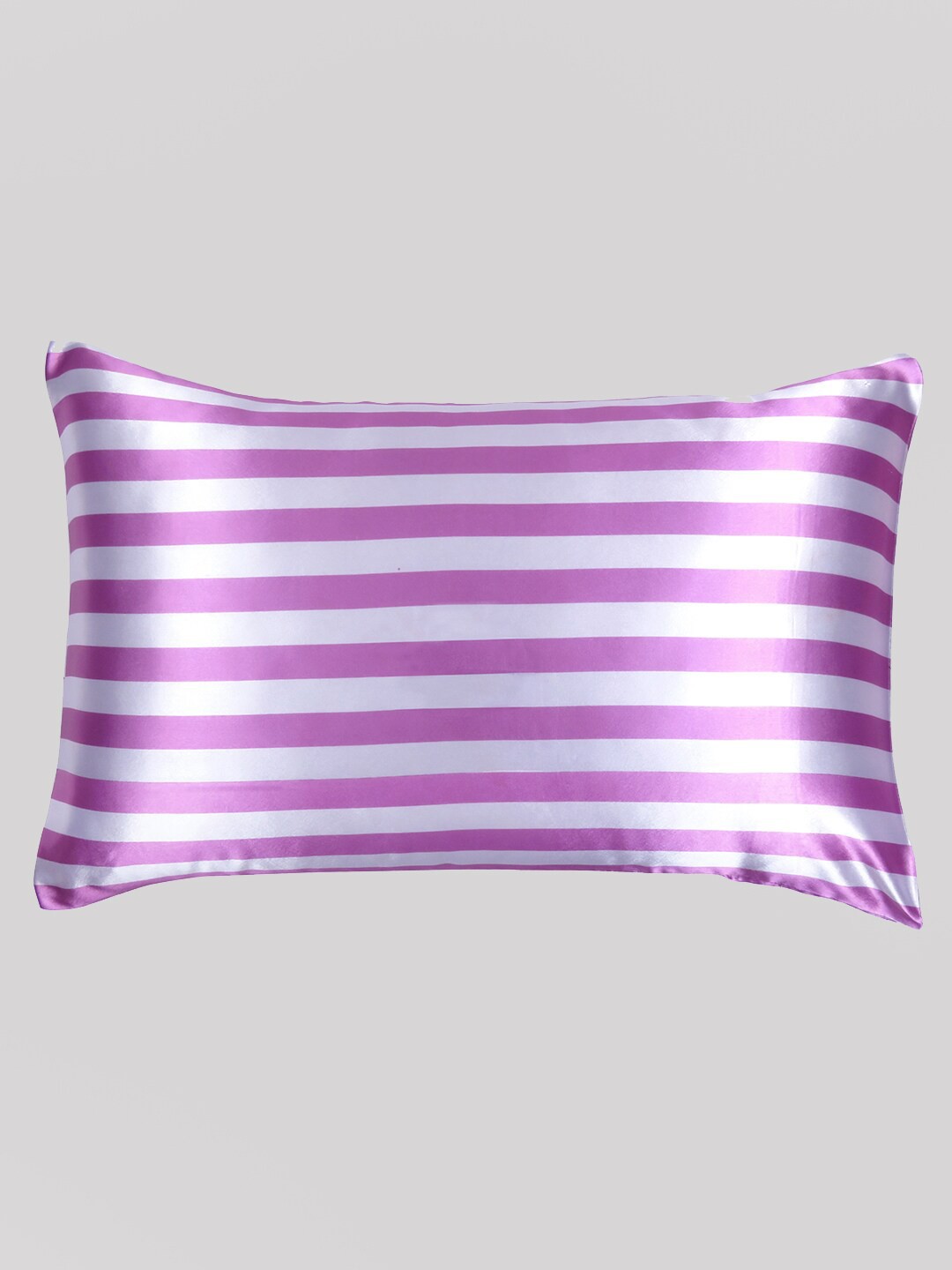 

OUSSUM Pink Striped Satin Rectangular Pillow Cover