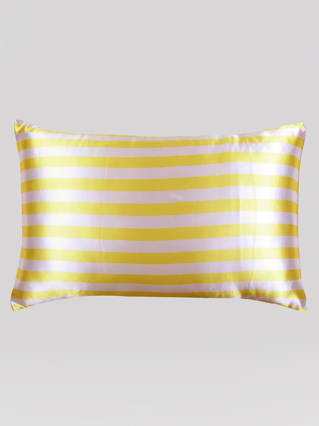 

OUSSUM Yellow & White Striped Satin Rectangular Pillow Cover