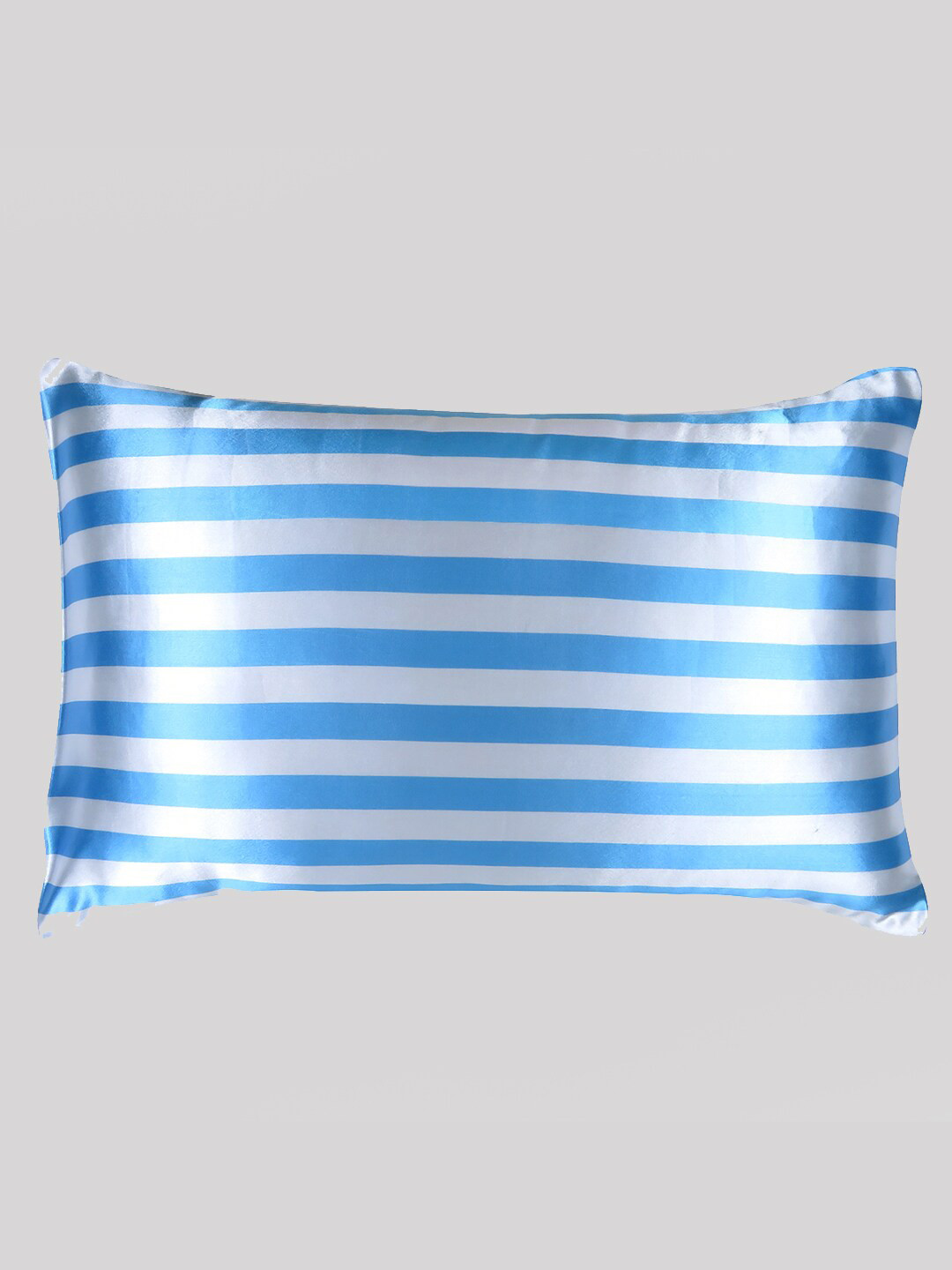 

OUSSUM Blue & White Striped Satin Rectangular Pillow Cover