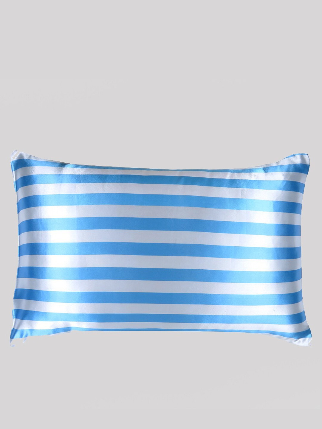 

OUSSUM Blue & White Striped Satin Rectangular Pillow Cover
