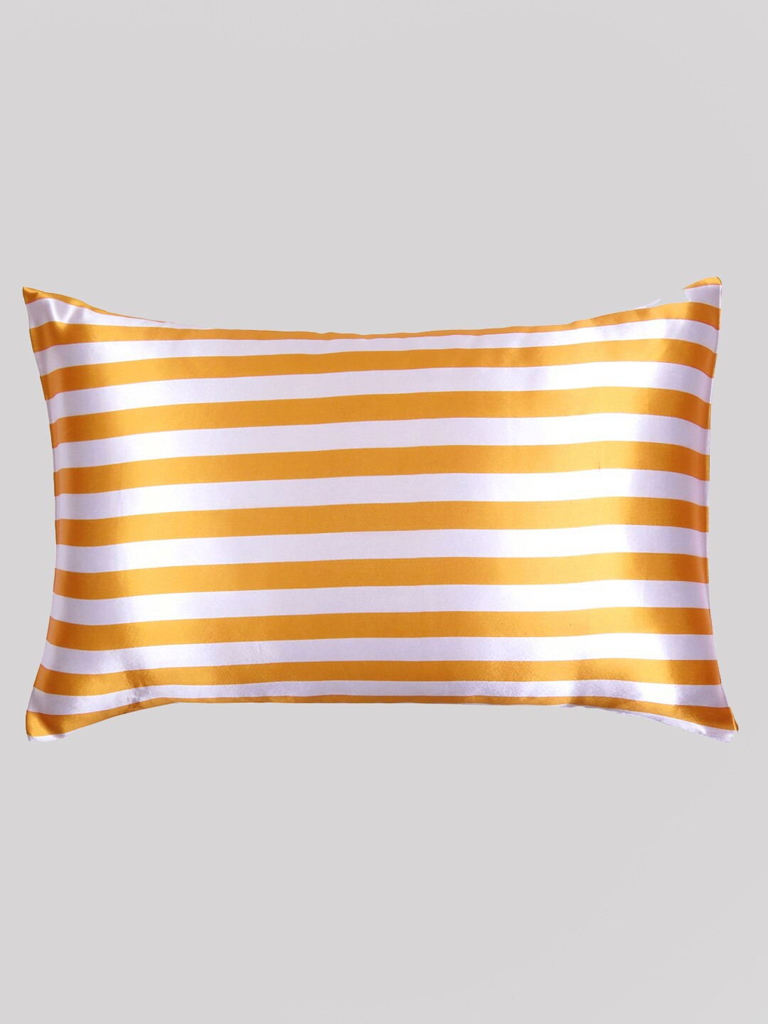 

OUSSUM Yellow & White Striped Satin Rectangular Pillow Cover