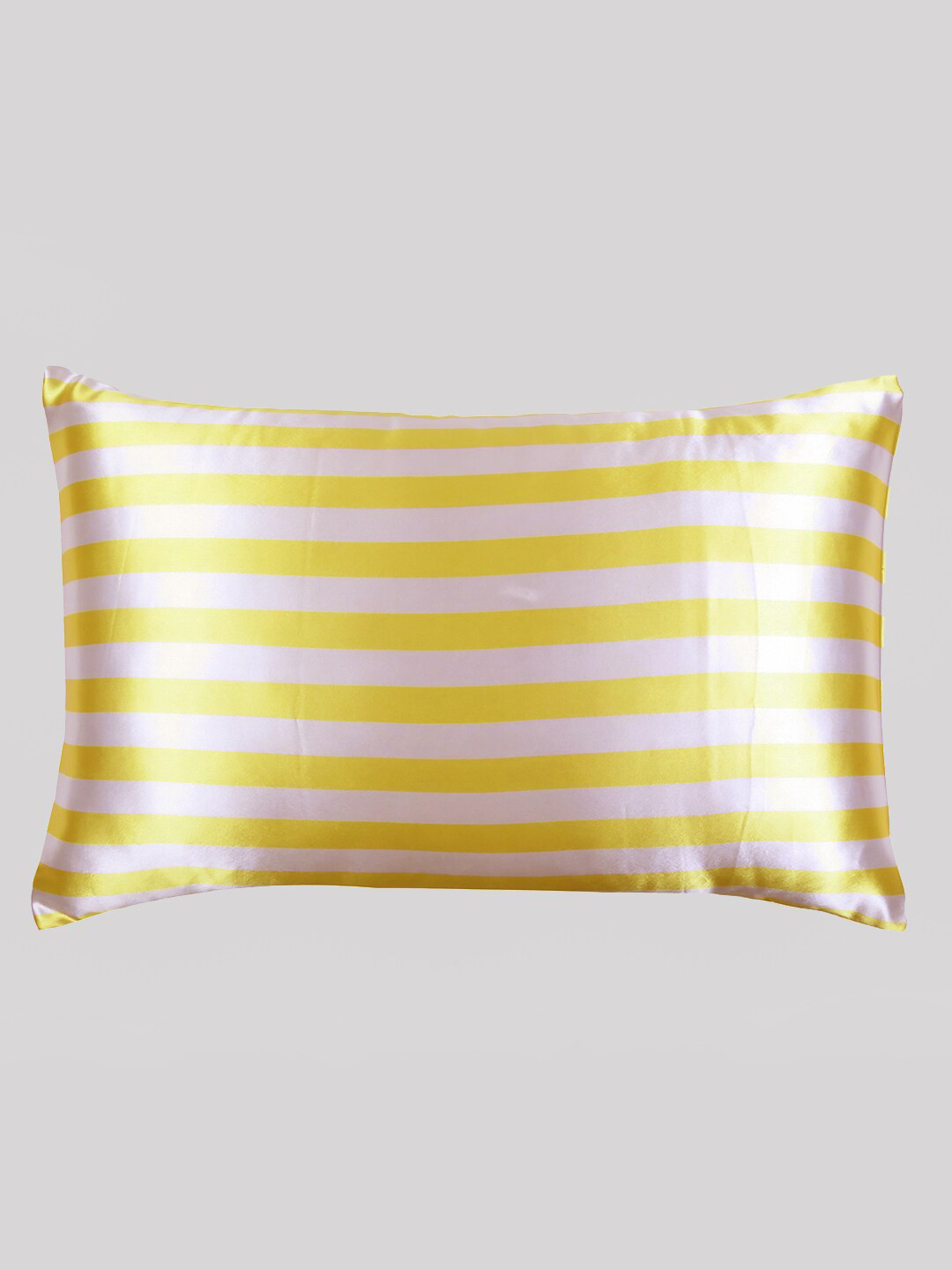

OUSSUM Yellow & White Striped Satin Rectangular Pillow Cover