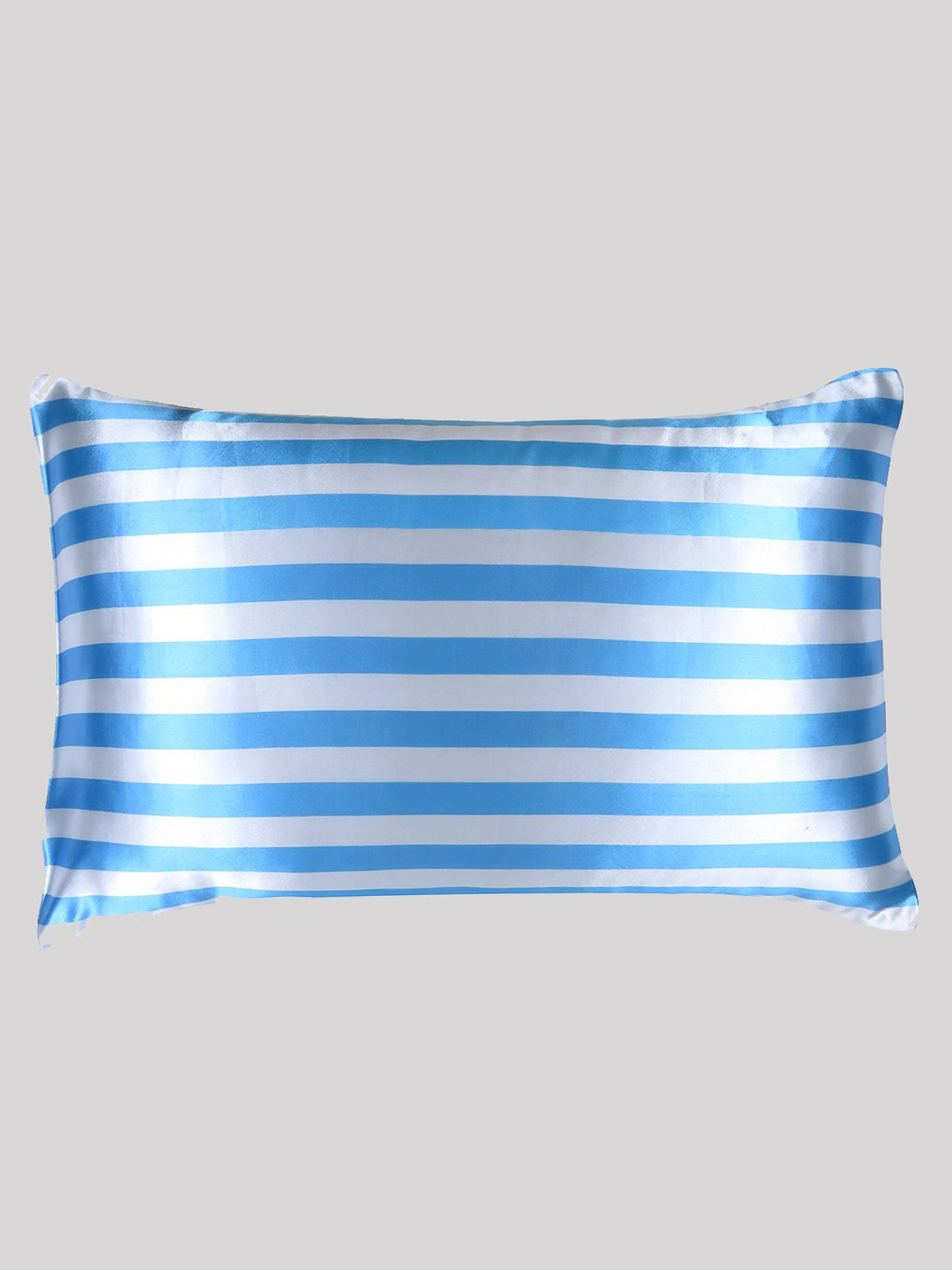 

OUSSUM Blue & White Striped Satin Rectangular Pillow Cover