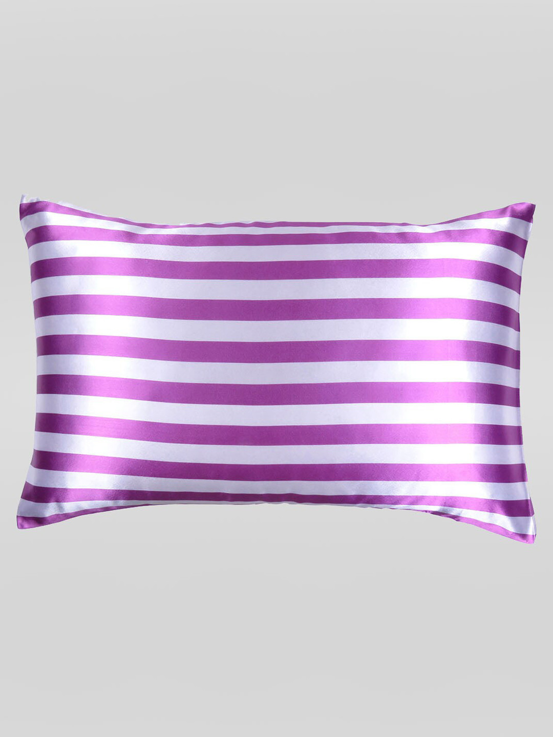 

OUSSUM Purple & White Striped Satin Rectangular Pillow Cover