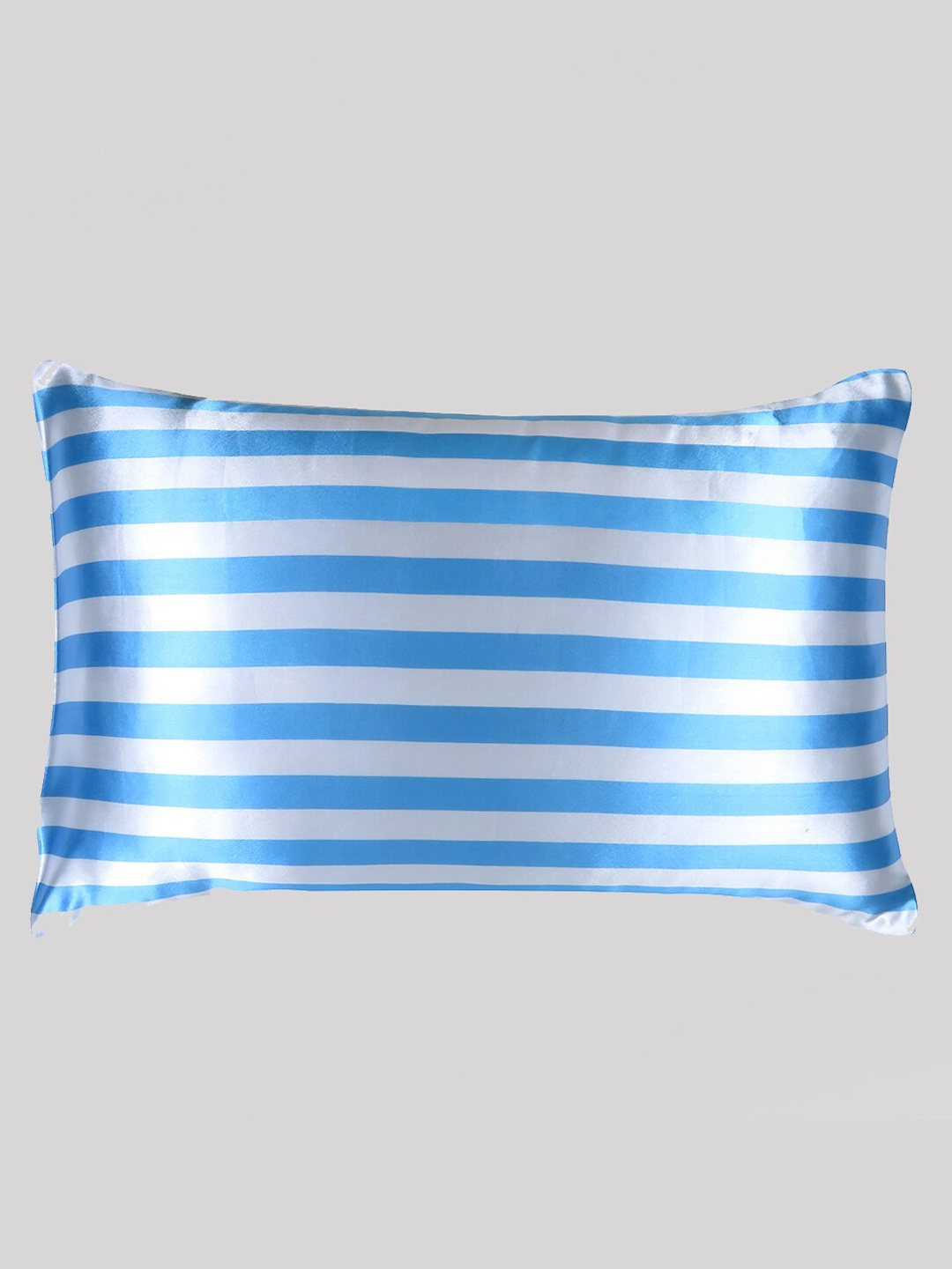 

OUSSUM Blue & White Striped Satin Rectangular Pillow Cover