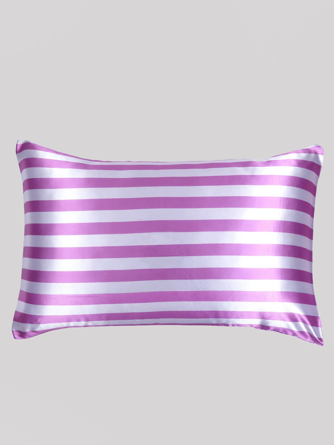 

OUSSUM Lavender & White Striped Satin Rectangular Pillow Cover, Pink