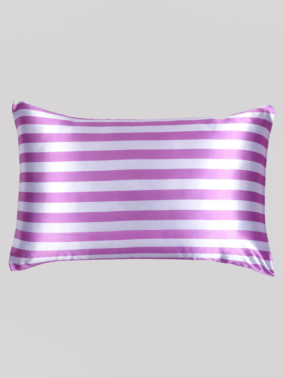

OUSSUM Lavender & White Striped Satin Pillow Cover