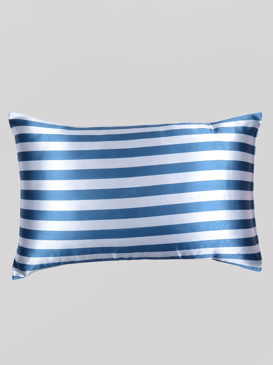 

OUSSUM Blue Striped Satin Rectangle Pillow Cover, Grey