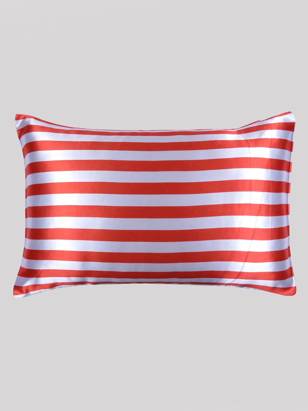 

OUSSUM Red Striped Satin Rectangle Pillow Cover