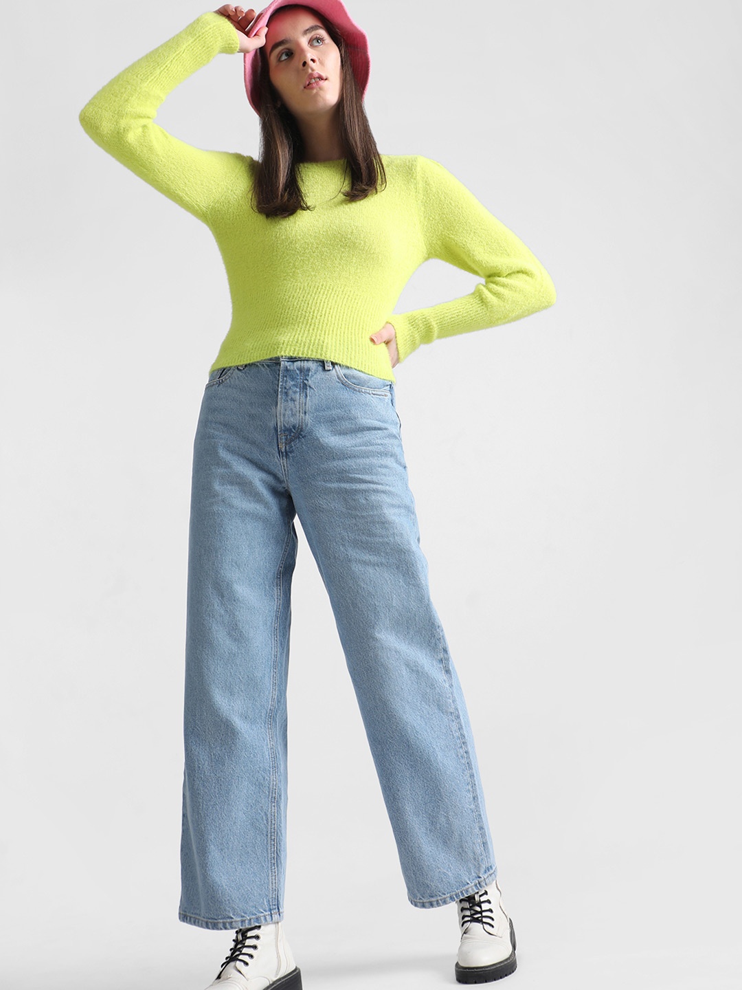 ONLY Women Clean Look Mom Fit Pure Cotton Jeans, Blue