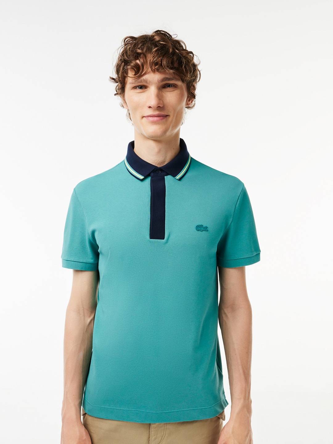 

Lacoste Polo Collar Contrast Neck Casual T-shirt, Blue