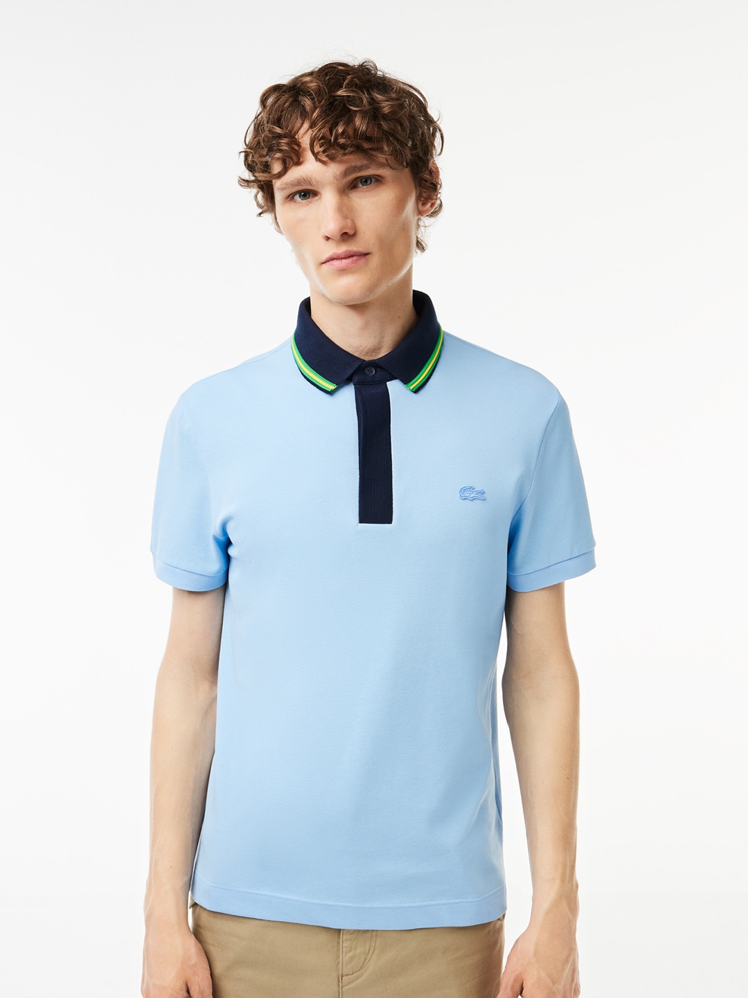 

Lacoste Polo Collar Contrast Neck Casual T-shirt, Blue
