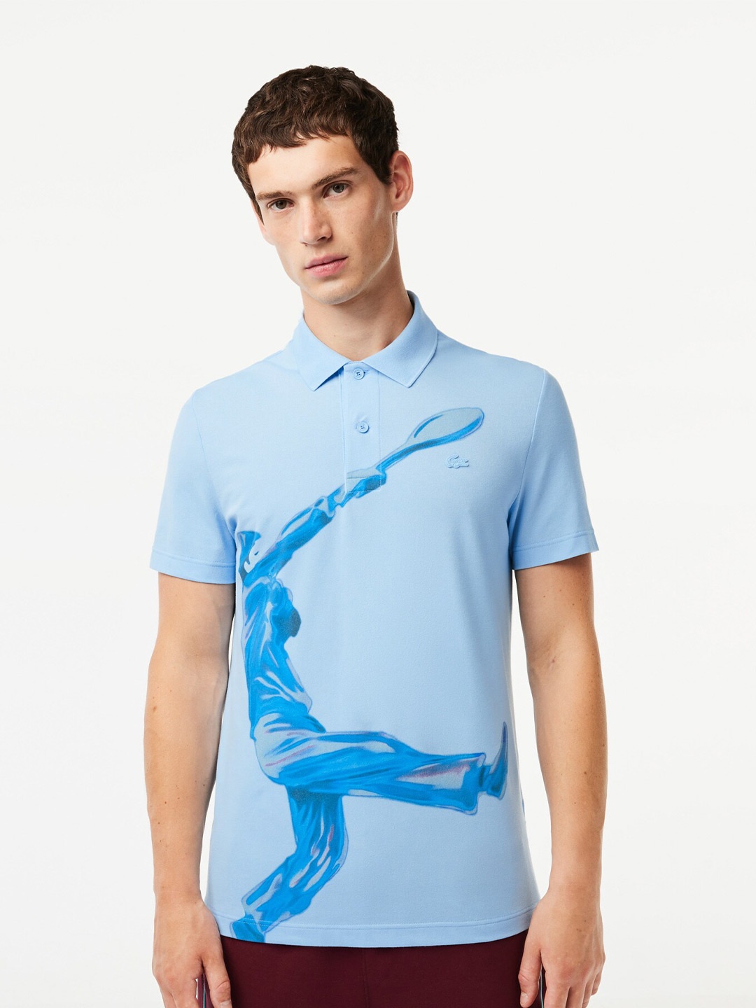 

Lacoste Graphic Printed Cotton T-Shirt, Blue