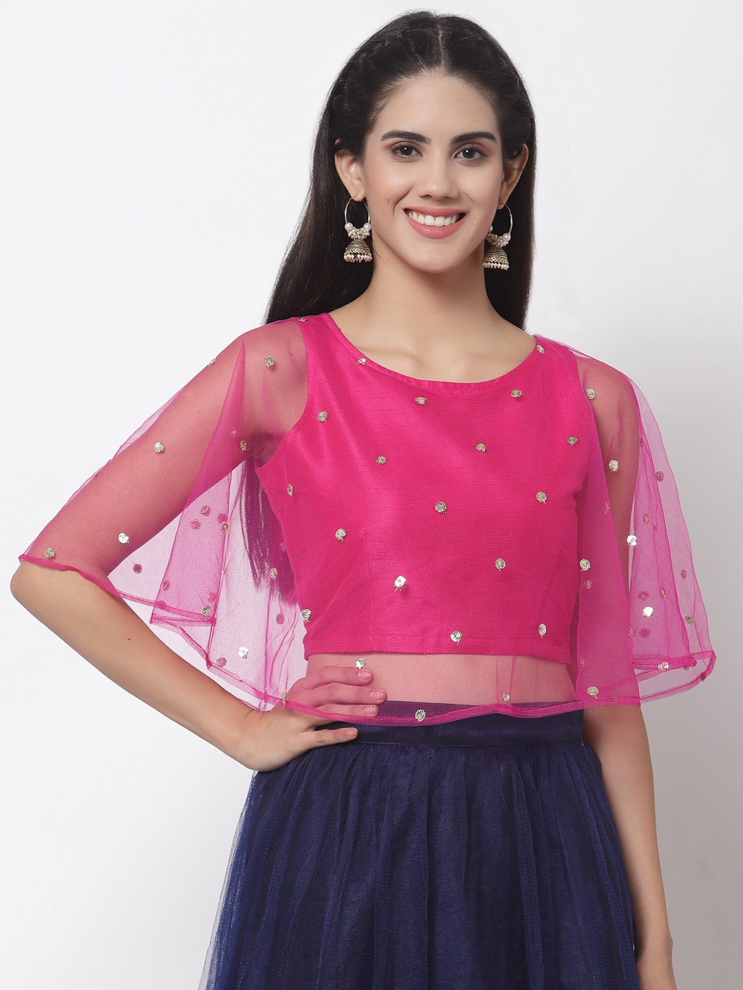 

studio rasa Embroidered Saree Blouse, Pink