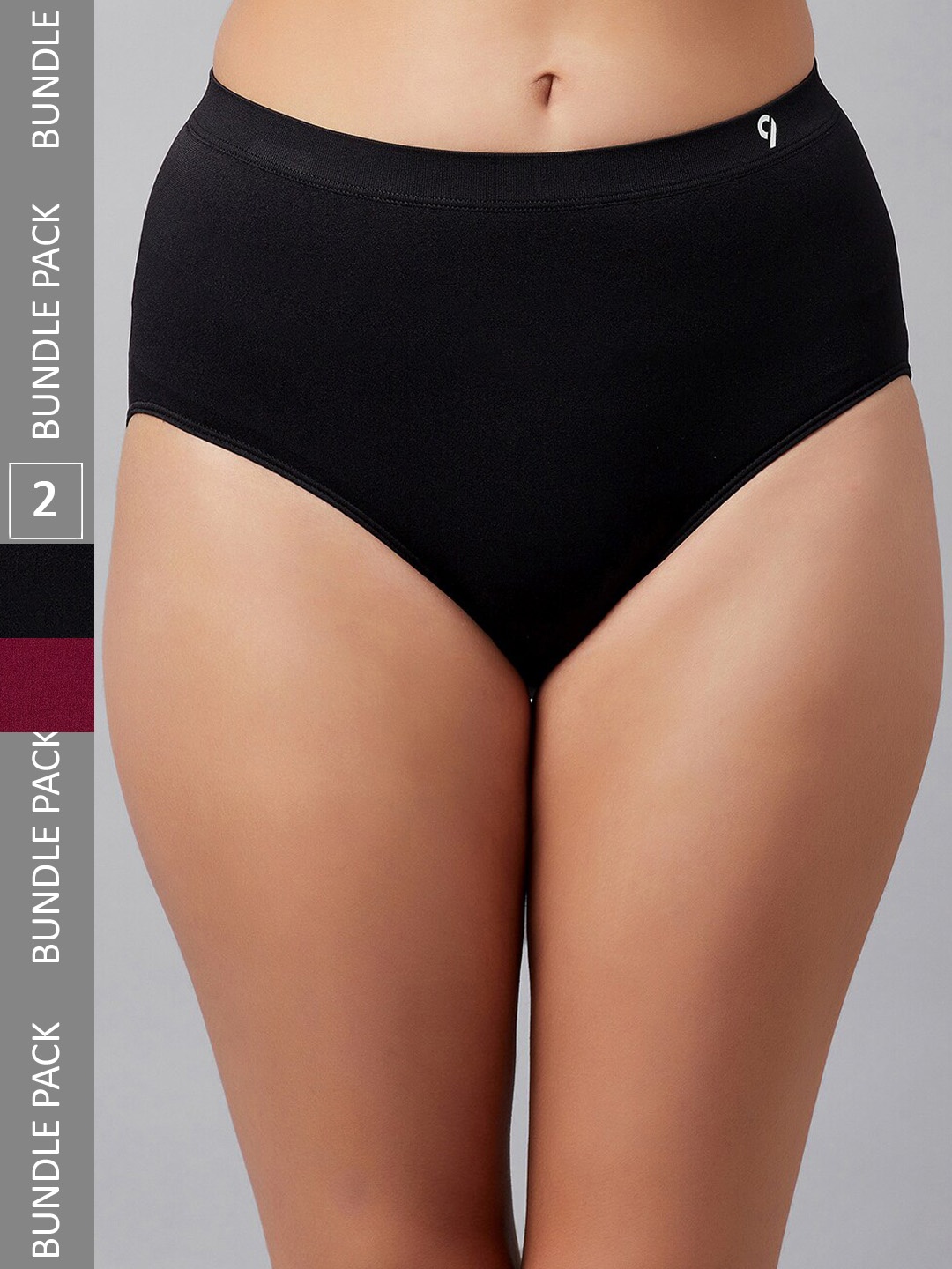 

C9 AIRWEAR Women Seamless Pack Of 2 High-Rise Hipster Briefs, Black