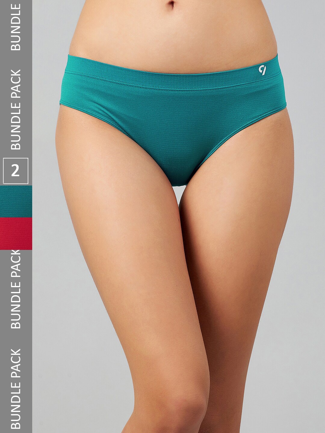 

C9 AIRWEAR Women Seamless Pack Of 2 Mid-Rise Bikini Briefs, Teal