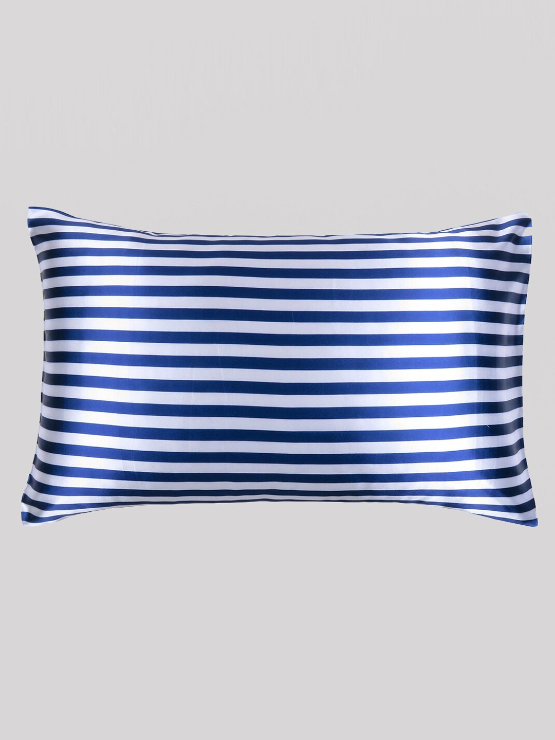 

OUSSUM Navy Blue & White Striped Satin Pillow Cover