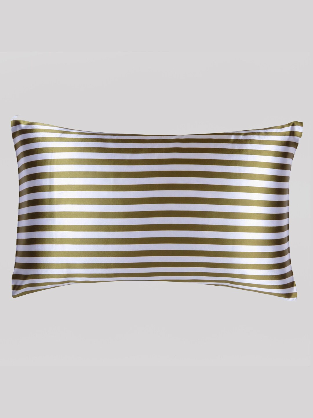 

OUSSUM Green & White Striped Satin Pillow Cover