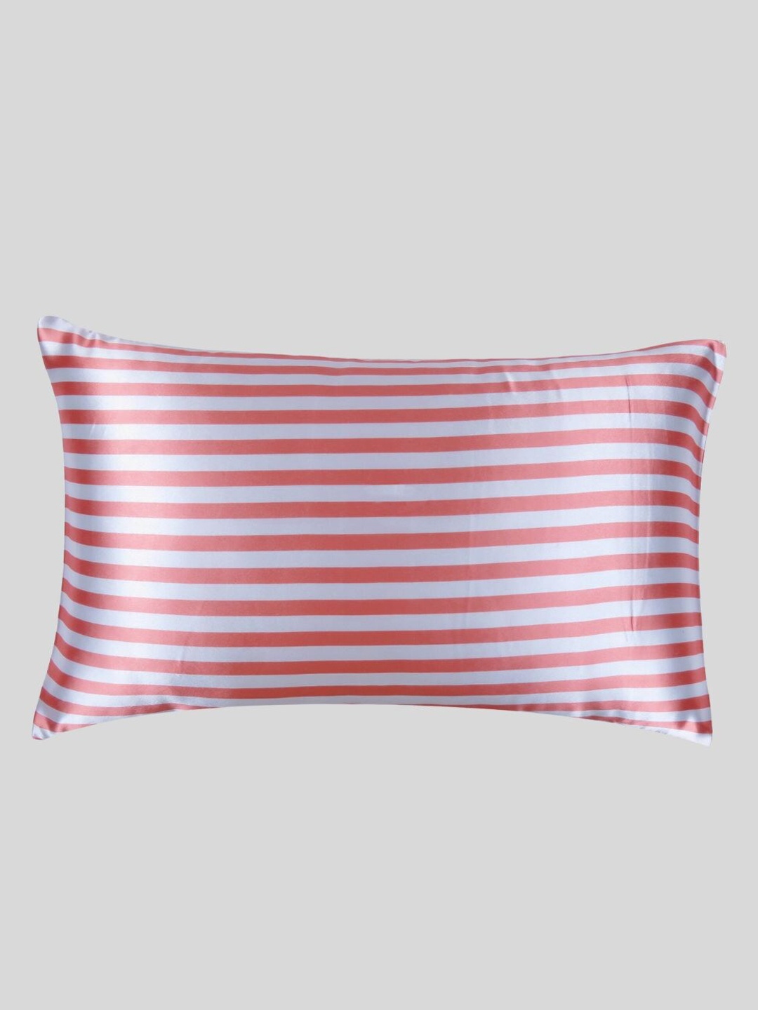 

OUSSUM Pink & White Striped Satin Soft Silky & Comfortable Envelop Closure Pillow Cover