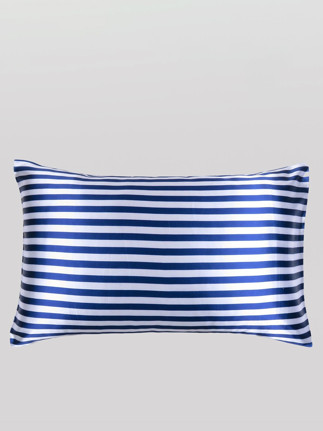 

OUSSUM Navy Blue & White Striped Satin Pillow Cover