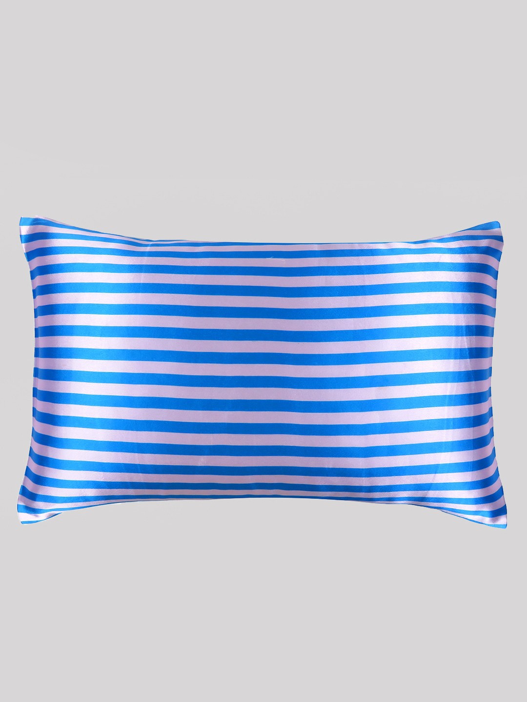 

OUSSUM Blue Striped Satin Pillow Cover