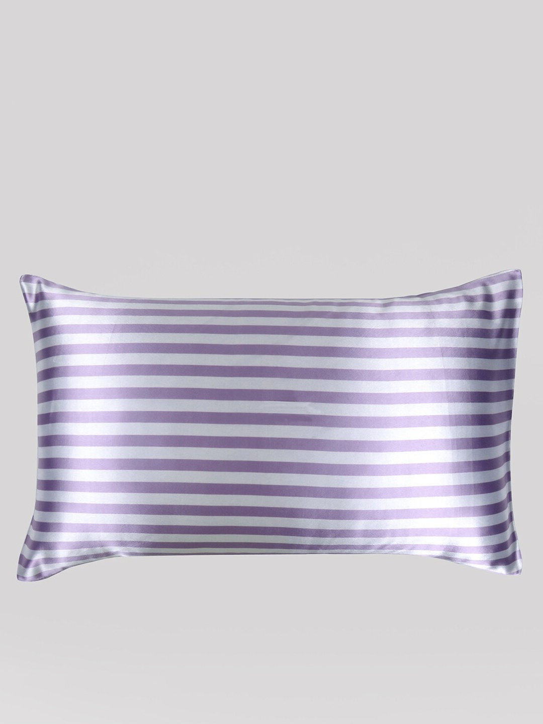 

OUSSUM Lavender Striped Satin Soft Silky & Comfortable Envelop Closure Pillow Cover