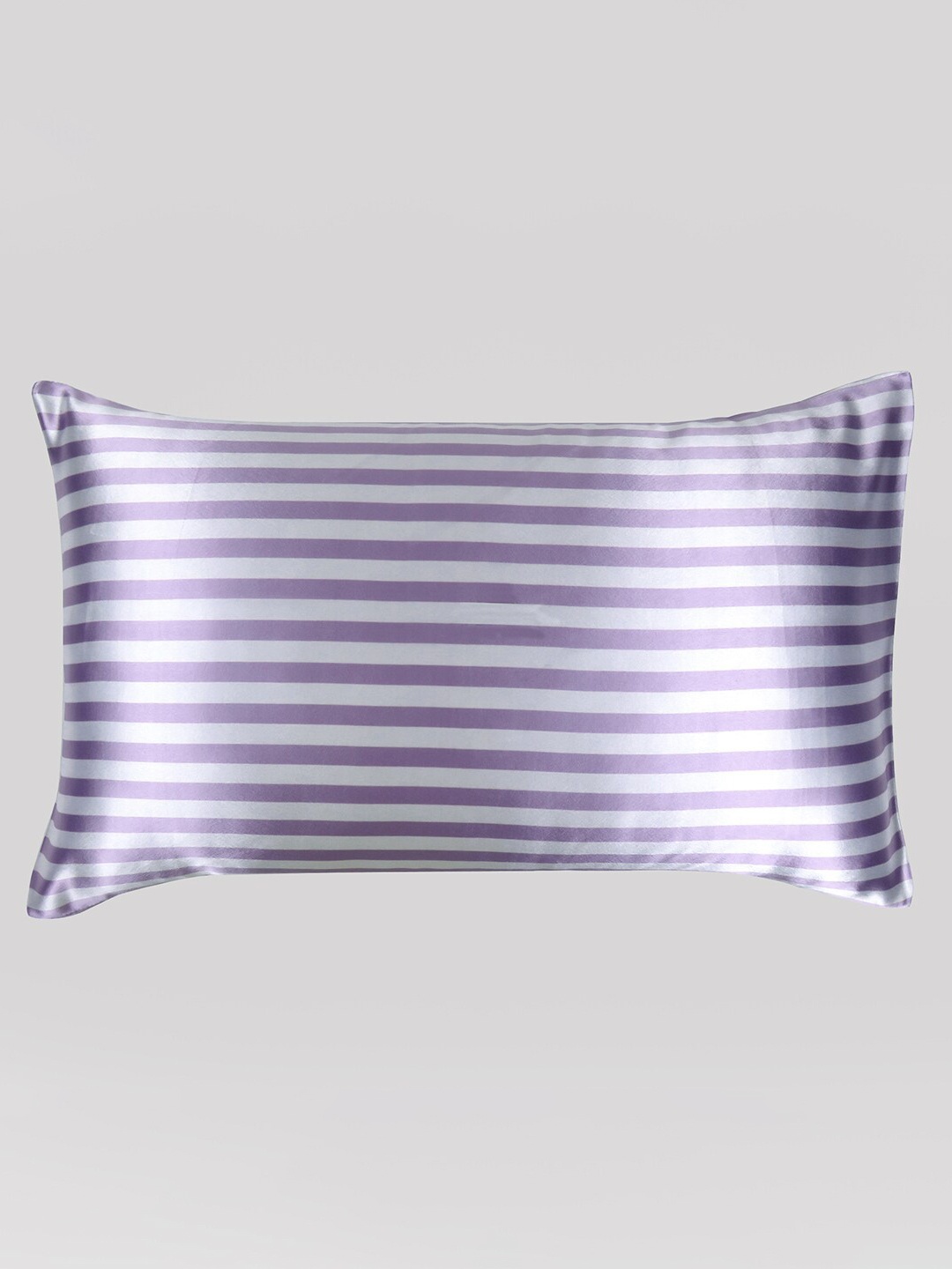

OUSSUM Lavender & White Striped Satin Pillow Cover